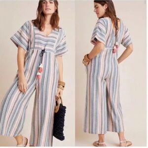 Anthropologie The Odells Monroe Striped Cotton Jumpsuit Small